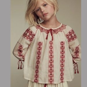 Tuchinda Irene Embroidere Cotton  Blouse Creme Red
